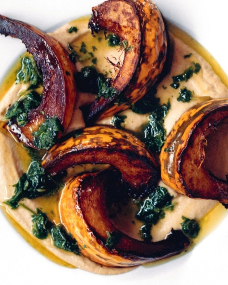 Recette purée de chou fleur et courge grillée du chef londonien Jesse Jenkins Cuisiner les légumes éditions marabout livre de recettes végétariennes le prescripteur 2